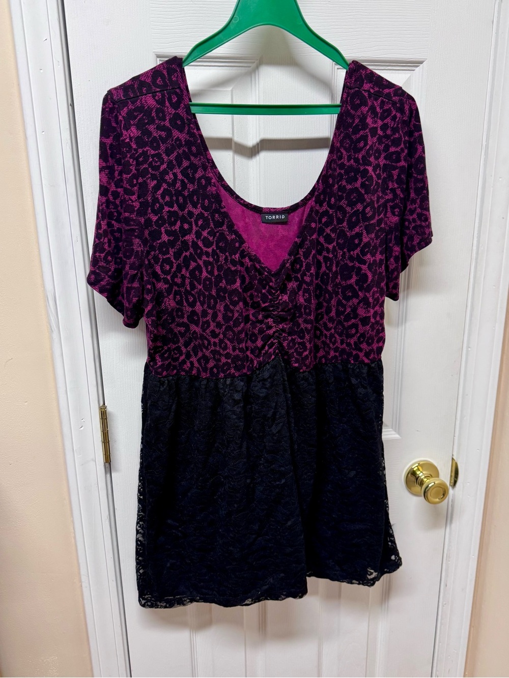 Torrid Fuchsia Black Animal Print Babydoll Tunic Top 3X Flowy Boho